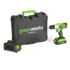 Дрель-шуруповерт аккумуляторная Greenworks G24DDK2, 24V, c 1хАКБ 2 А.ч и ЗУ в кейсе