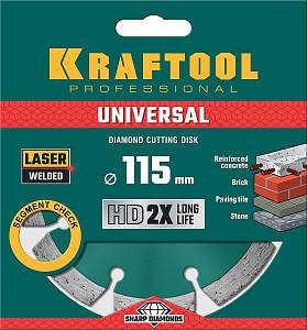 KRAFTOOL Universal, 115 мм, (22.2 мм, 10 х 2.2мм), сегментный алмазный диск (36680-115)