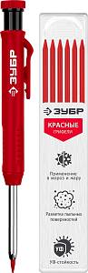 Автоматический строительный карандаш ЗУБР, красный, HB, 6 сменных грифелей, АСК, серия Профессионал 06311-3