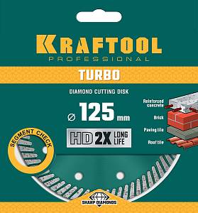 KRAFTOOL Turbo, 125 мм, (22.2 мм, 10 х 2.4 мм), сегментированный алмазный диск (36682-125)