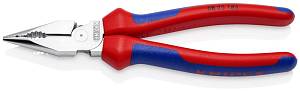 Плоскогубцы комбинированные остроконечные с удлинёнными губками, 185 мм, хром, 2-комп ручки, SB KNIPEX