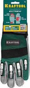 KRAFTOOL EXTREM, XL, для тяжелых мех. Работ, антивибрационные, с резиновыми накладками, профессиональные комбинированные перчатки (11287-XL)