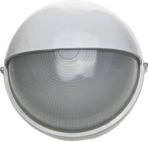 Светильник уличный СВЕТОЗАР влагозащищенный с верхним защитным кожухом, круг, цвет белый, 100Вт SV-57263-W
