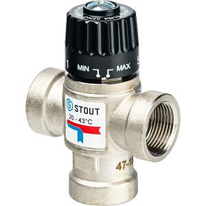 SVM-0010-164320 STOUT Термостатический смесительный клапан для систем отопления и ГВС 3/4&quot; ВР 20-43°С KV 1,6