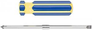 Отвертка с переставным жалом, CrV сталь, сине-желтая пластиковая ручка 6х70 мм PH2/SL6 FIT