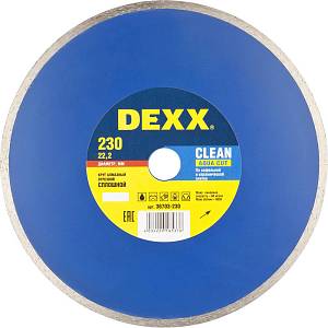 DEXX Clean Aqua Cut, 230 мм, (22.2 мм, 5 х 2.3 мм), сплошной алмазный диск (36703-230)