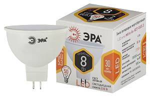 Лампочка светодиодная ЭРА STD LED MR16-8W-827-GU5.3 GU5.3 8Вт софит теплый белый свет