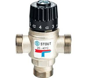 SVM-0020-164320 STOUT Термостатический смесительный клапан для систем отопления и ГВС 3/4" НР 20-43°С KV 1,6
