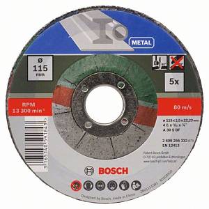 Набор из 5 отрезных кругов, выпукл., по металлу D= 115 мм Bosch 2 609 256 332