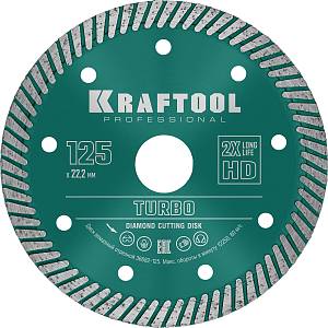KRAFTOOL Turbo, 125 мм, (22.2 мм, 10 х 2.4 мм), сегментированный алмазный диск (36682-125)