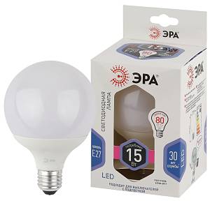 Лампочка светодиодная ЭРА STD LED G95-15W-6000K-E27 E27 / Е27 15Вт шар холодный белый свет