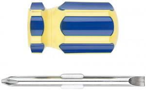 Отвертка с переставным жалом "коротыш", CrV сталь, сине-желтая пластиковая ручка 6х32 мм PH2/SL6 FIT