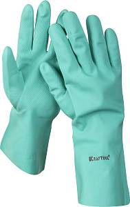 Перчатки KRAFTOOL маслобензостойкие, нитриловые, повышенной прочности, с х/б напылением, размер XL 11280-XL