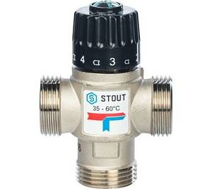 SVM-0020-166025 STOUT Термостатический смесительный клапан для систем отопления и ГВС 1" НР 35-60°С KV 1,6 ОБРАЗЕЦ