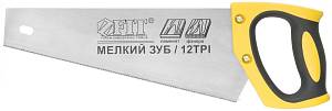 Ножовка по ламинату, мелкий каленый зуб 12 ТPI (шаг 2 мм), заточка, пласт.прорезиненная ручка 300 мм FIT