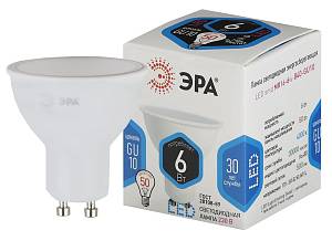 Лампочка светодиодная ЭРА STD LED MR16-6W-840-GU10 GU10 6Вт софит нейтральный белый свет