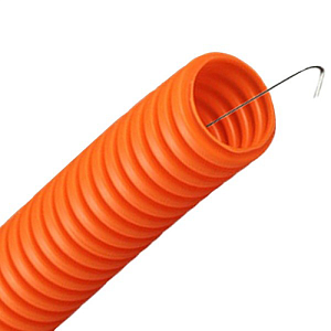 Труба гофрированная ПНД оранжевая безгалогенная с зондом (легкая) 20мм- в бухте 100м