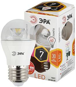 Лампочка светодиодная ЭРА Clear LED P45-7W-827-E27-Clear E27 / Е27 7Вт шар теплый белый свет